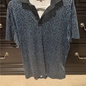 Men’s redvanly Black and Blue Patterned Polo Shirt